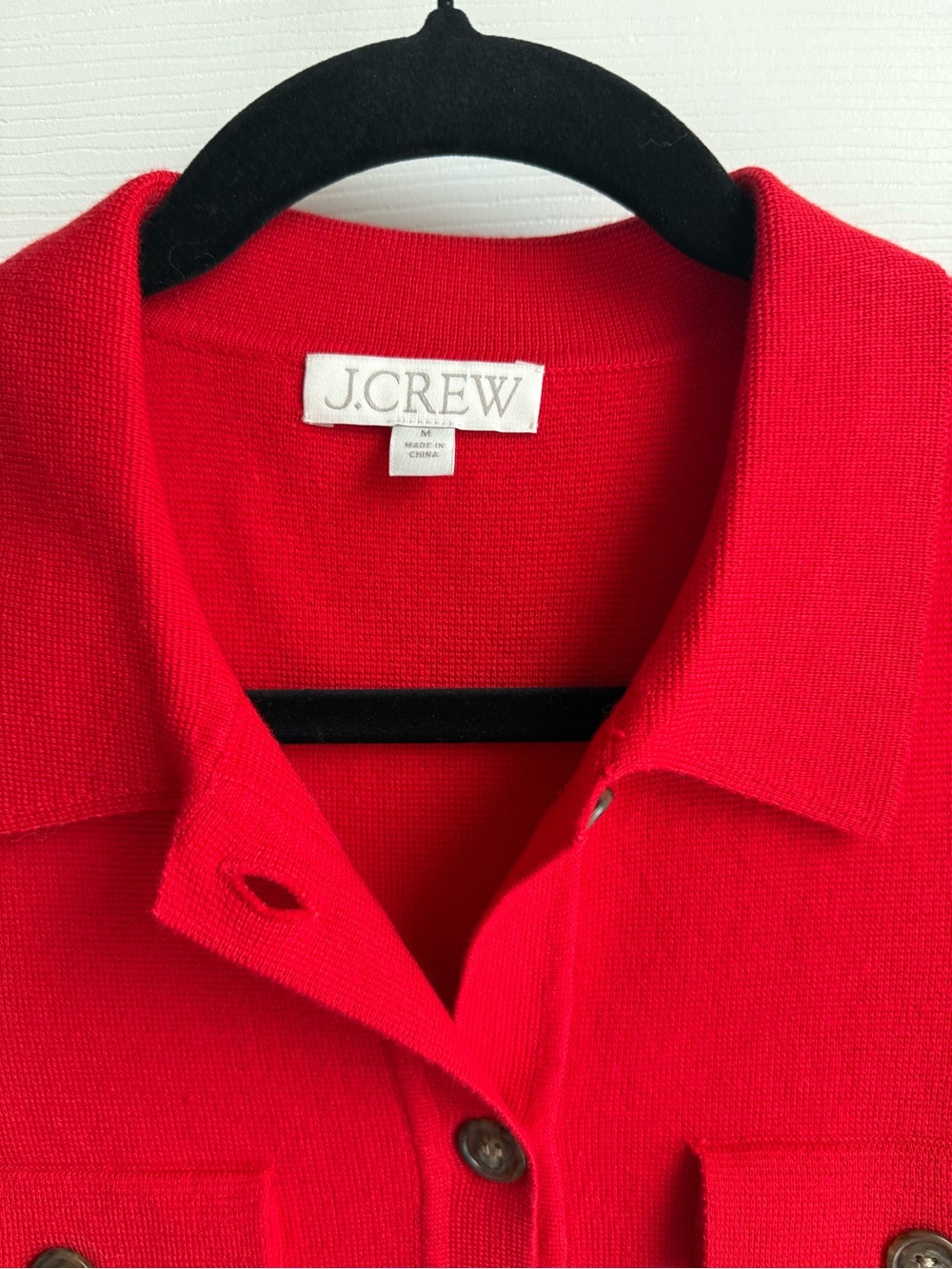 J. Crew Vibrant Red Short Sleeve Button down sweater - Picture 2 of 5